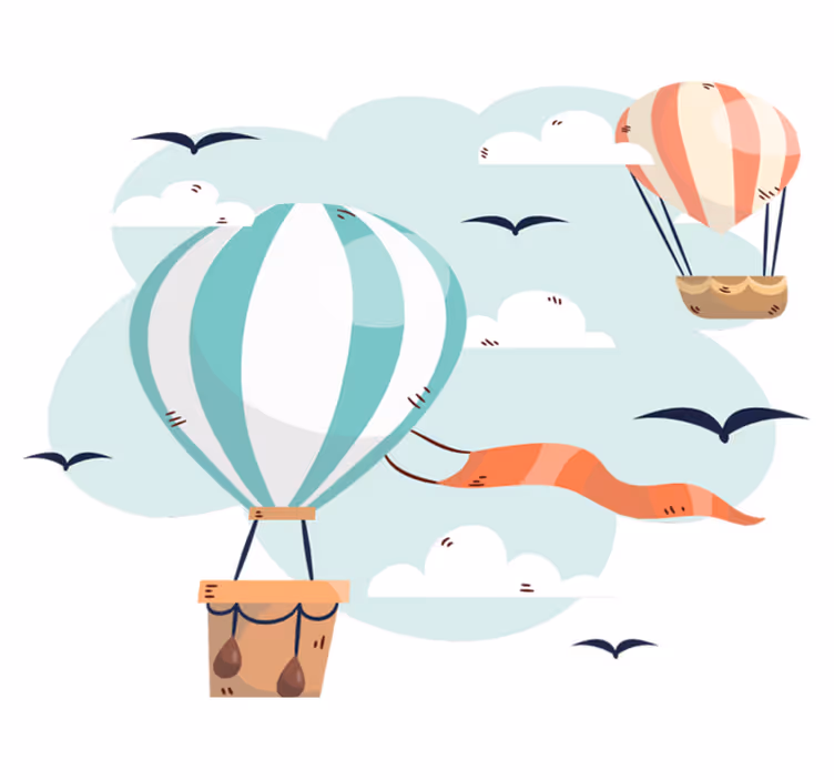 Dywan winylowy dla dziecka z balonami i chmurkami - TenStickers
