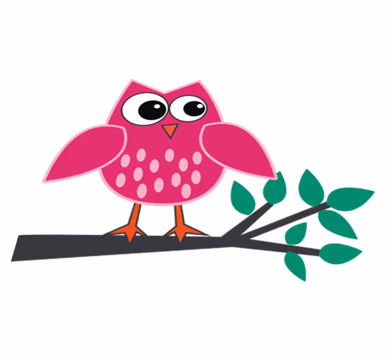 Dywan winylowy dla dziecka różowa sowa na gałęzi - TenStickers