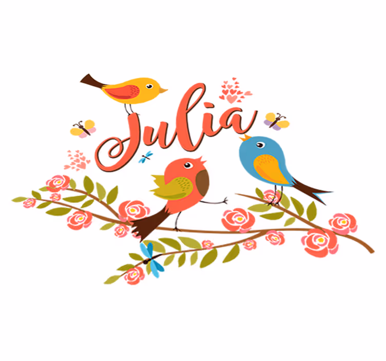 Dywan winylowy dla dziecka wiosenne ptaki z imieniem - TenStickers