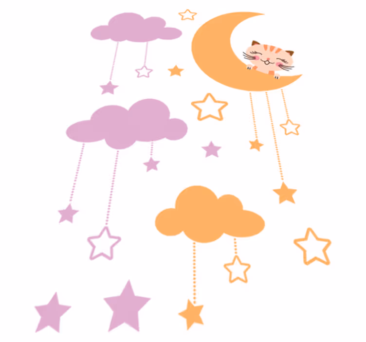 Dywan winylowy dla dziecka z kotem na księżycu - TenStickers