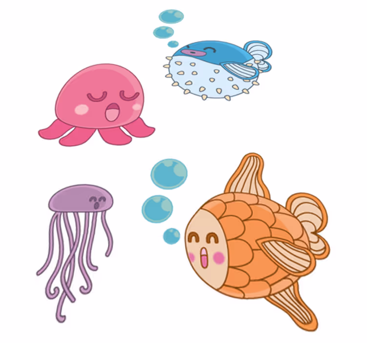 Dywan winylowy dla dziecka z rybkami w ilustracji - TenStickers