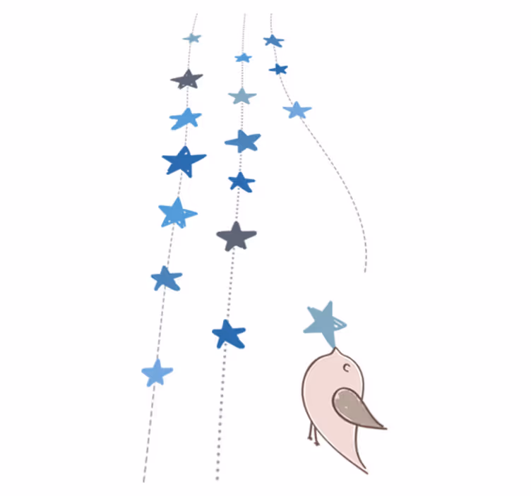 Dywan winylowy dla dziecka niebieskie gwiazdki i ptak - TenStickers