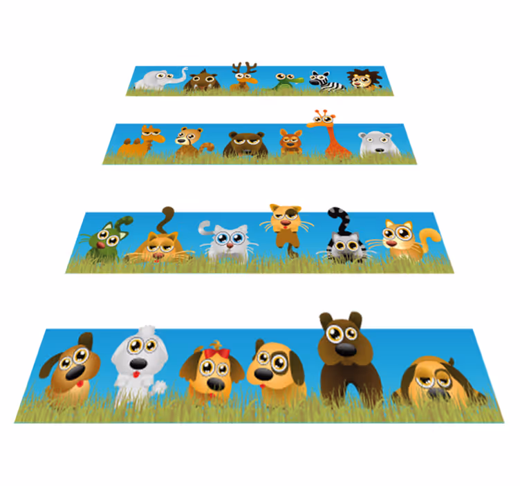 Dywan winylowy dla dziecka w paski ze zwierzętami - TenStickers