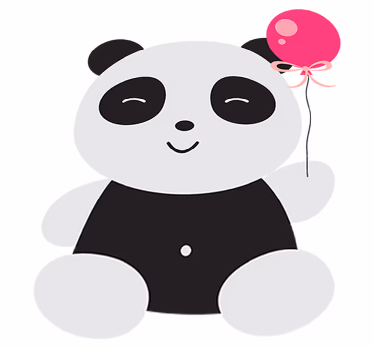 Dywan winylowy dla dziecka panda z różowym balonem - TenStickers