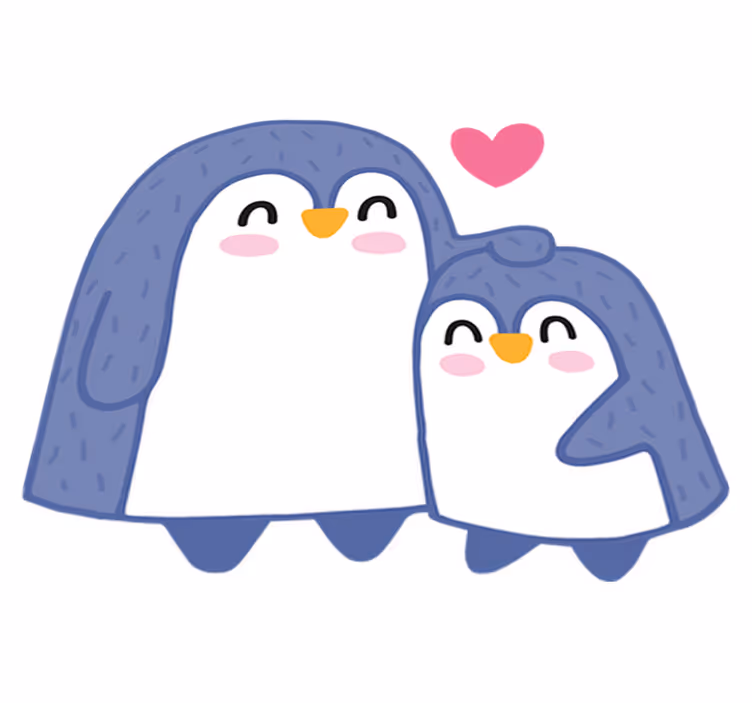 Dywan winylowy dla dziecka mama i mały pingwin - TenStickers