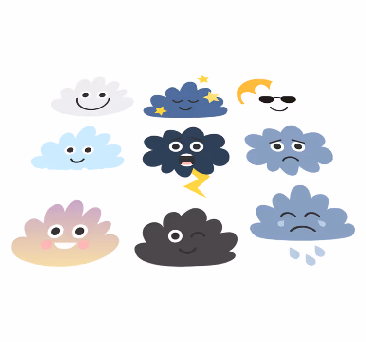 Dywan winylowy dla dziecka chmurki z twarzami - TenStickers