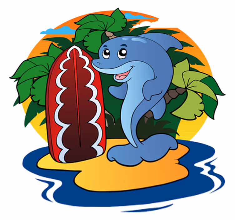 Dywan winylowy dla dziecka surfujący delfin - TenStickers