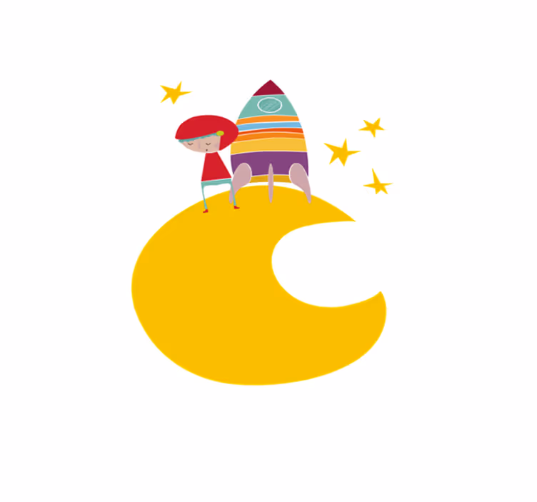 Dywan winylowy dla dziecka rakieta na księżycu - TenStickers