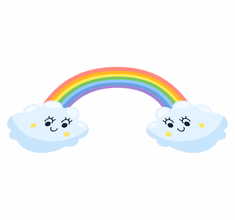 Dywan winylowy dla dziecka urocze chmurki w tęczy - TenStickers