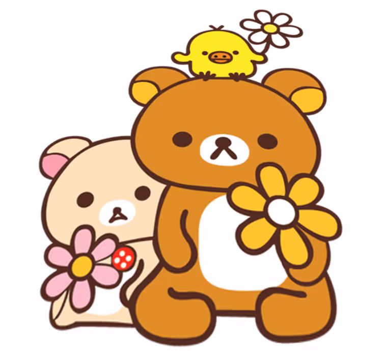 Dywan winylowy dla dziecka misie z ptaszkiem - TenStickers