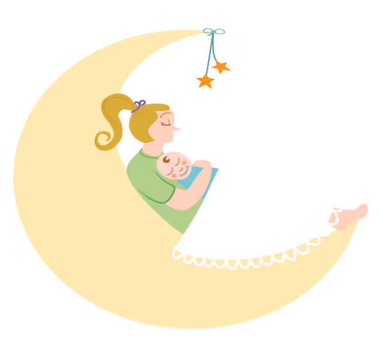Dywan winylowy dla dziecka mama i dziecko na księżycu - TenStickers