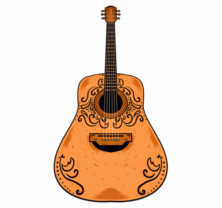 Dywan winylowy do salonu pomarańczowa gitara - TenStickers