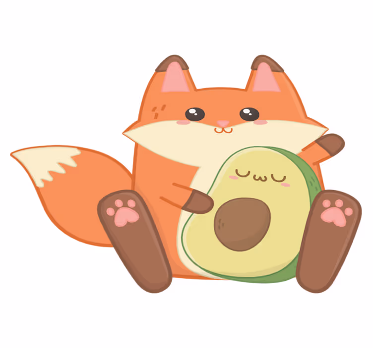Dywan winylowy dla dziecka lisek kawaii z awokado - TenStickers