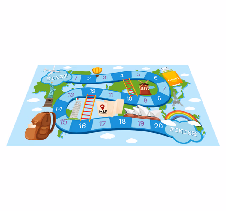 Dywan winylowy z grą gra planszowa dookoła świata - TenStickers
