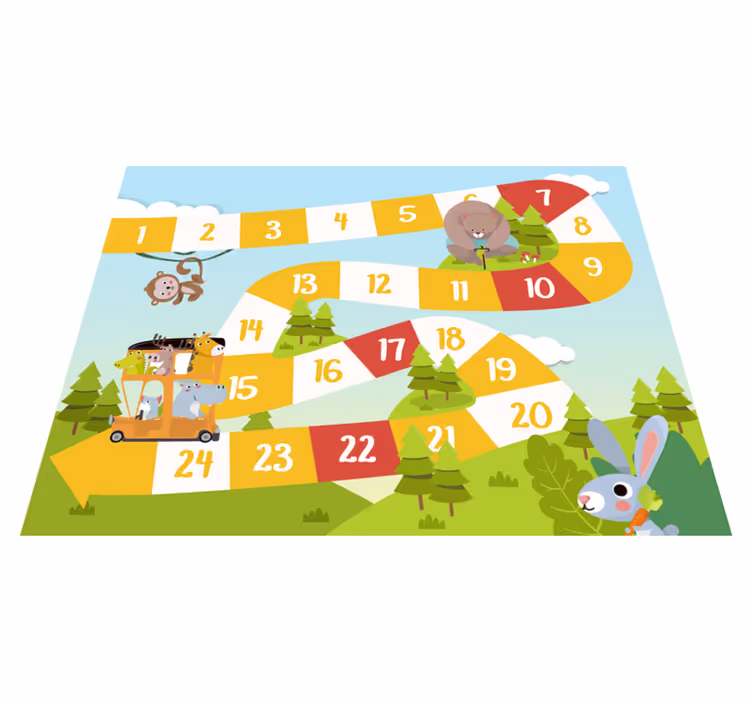 Dywan winylowy z grą rysunkowe zwierzęta leśne - TenStickers