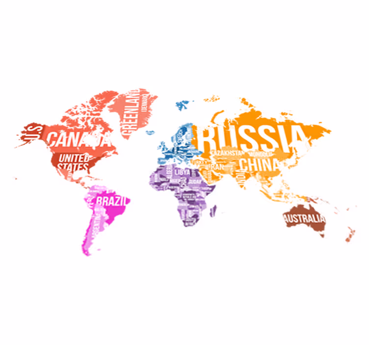 Dywan winylowy mapa świata z nazwami i granicami - TenStickers
