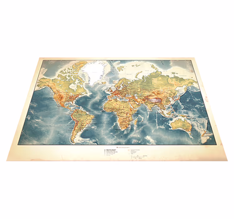 Dywan winylowy mapa świata w stylu vintage - TenStickers