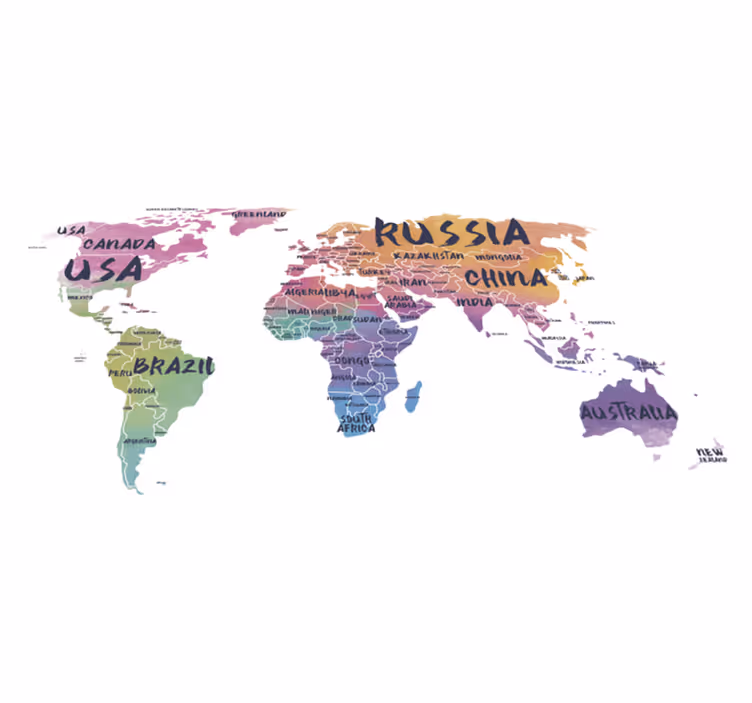 Dywan winylowy mapa świata naklejka literowa - TenStickers