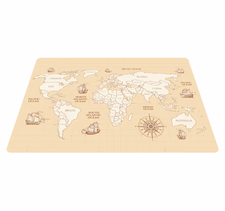 Dywan winylowy mapa świata mapa krajów w stylu antycznym - TenStickers