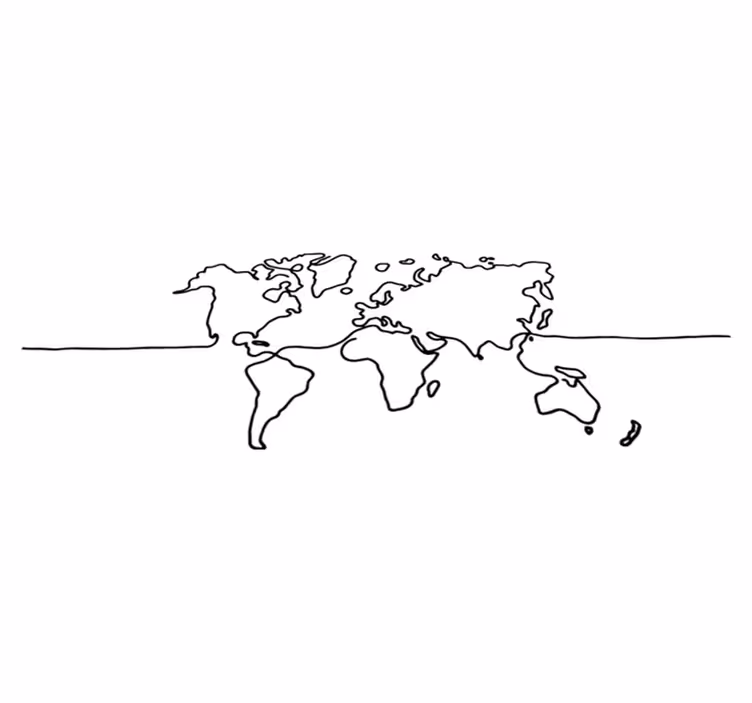 Dywan winylowy mapa świata w stylu line art - TenStickers
