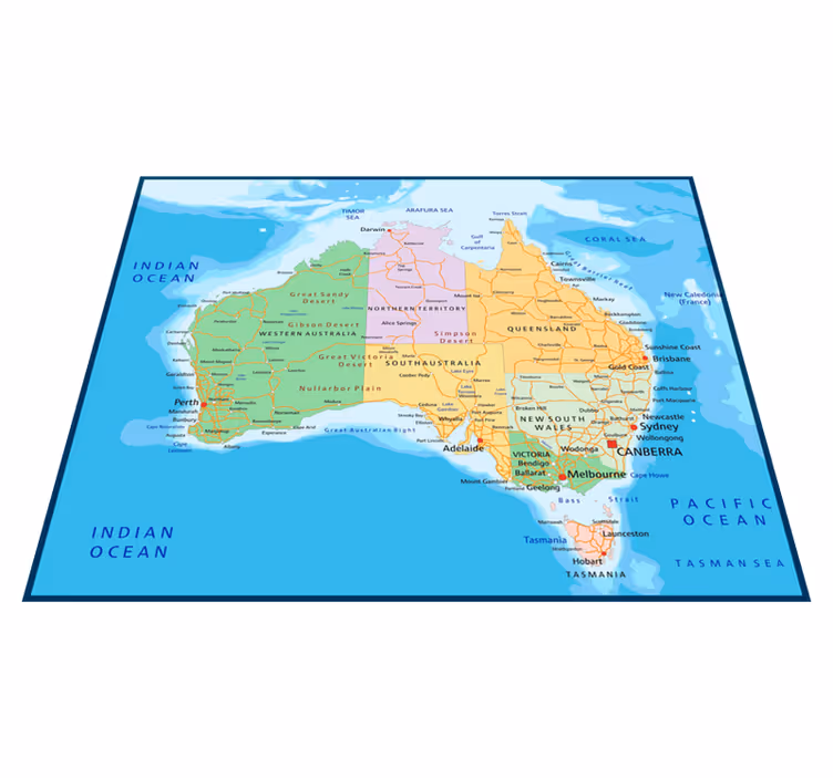 Dywan winylowy mapa świata mapa polityczna australii - TenStickers