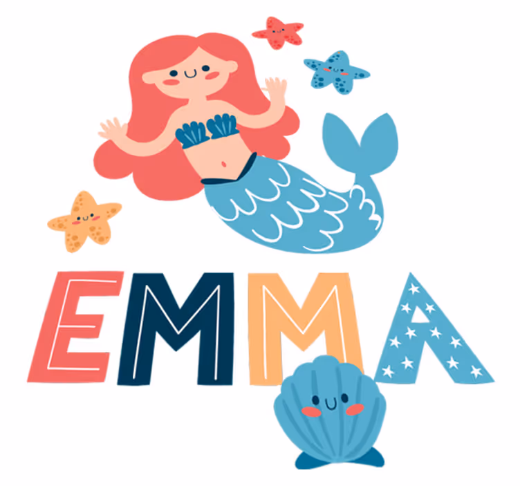Dywan winylowy dla dziecka kolorowa syrenka z imieniem - TenStickers
