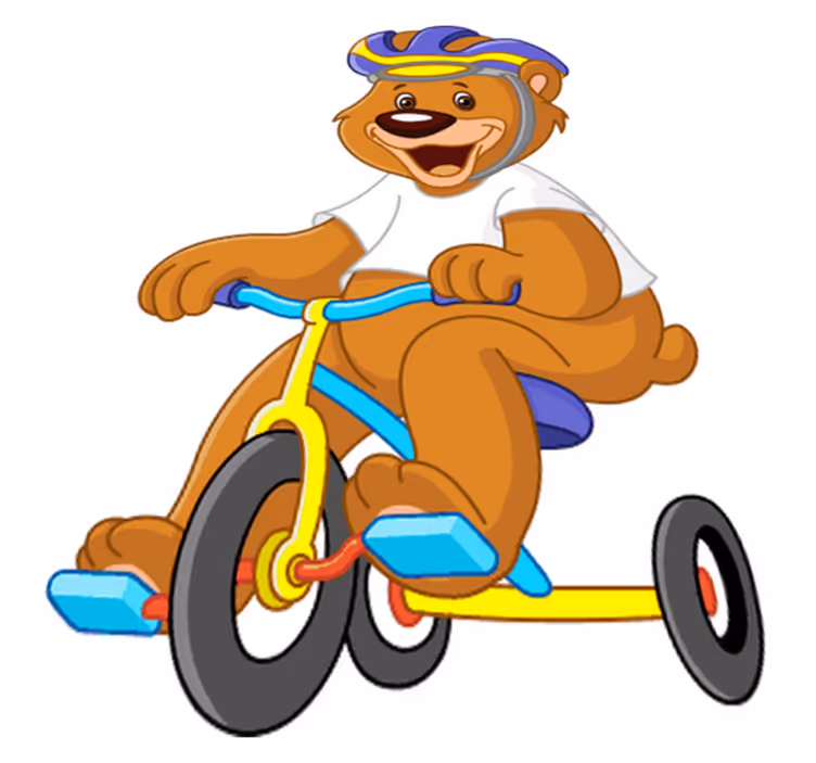 Dywan winylowy dla dziecka z misiem na rowerze - TenStickers