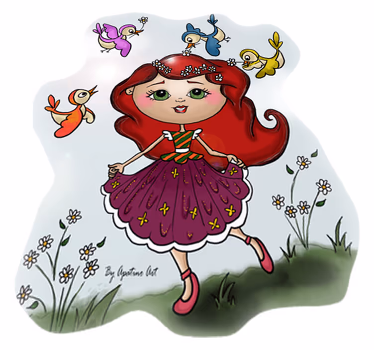 Dywan winylowy dla dziecka na łące z dziewczynką - TenStickers