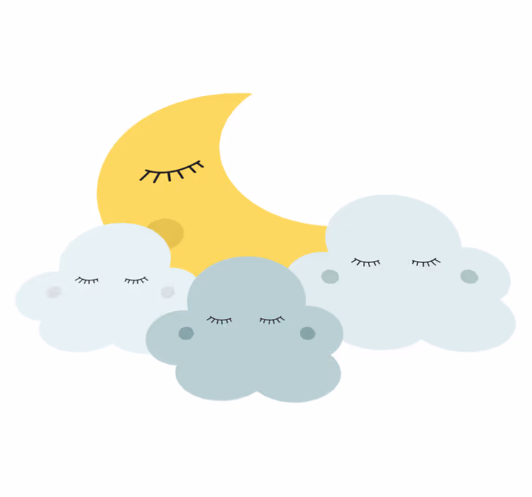 Dywan winylowy dla dziecka księżyc i chmury śpiące - TenStickers