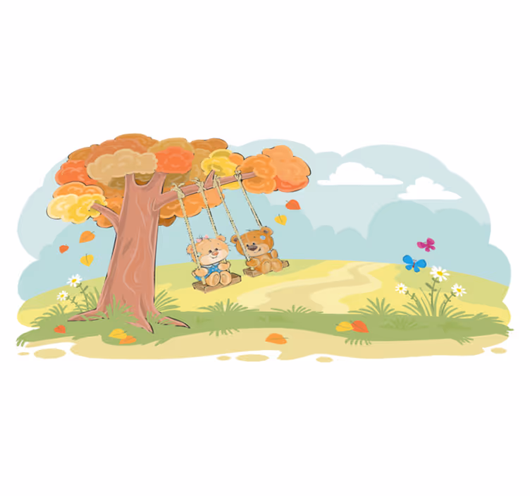 Dywan winylowy dla dziecka misie w lesie - TenStickers