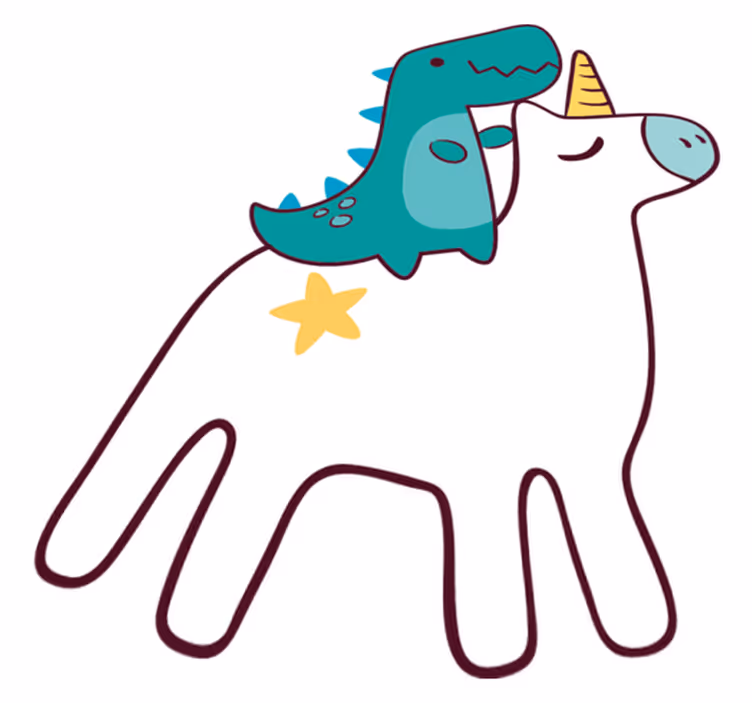 Dywan winylowy dla dziecka z jednorożcem i dinozaurem - TenStickers