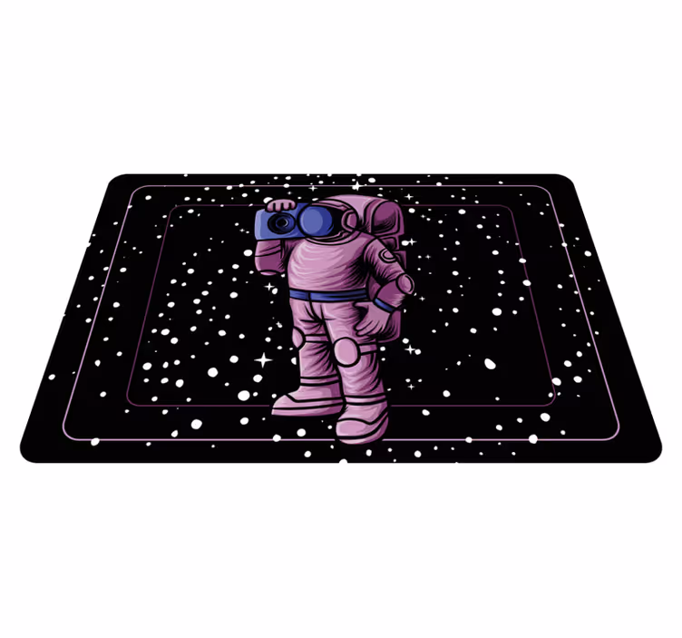 Dywan winylowy dla dziecka z astronautą trzymającym taśmę - TenStickers
