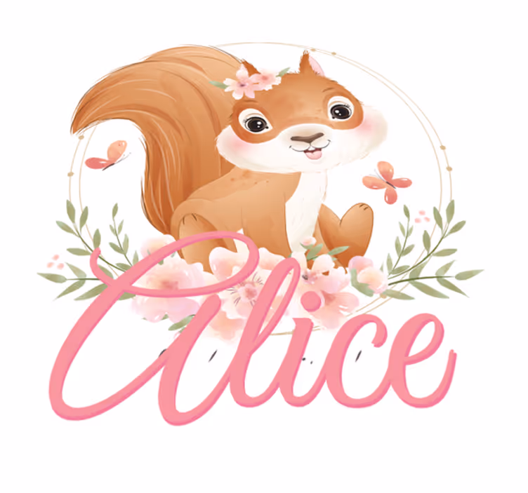 Dywan winylowy dla dziecka wesoła wiewiórka z imieniem - TenStickers