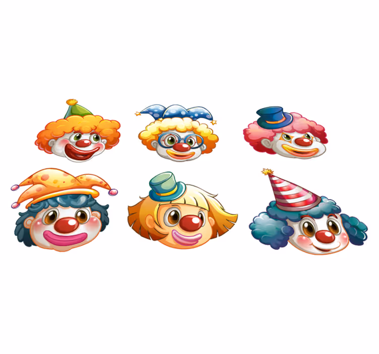 Dywan winylowy dla dziecka kolorowe twarze klaunów - TenStickers