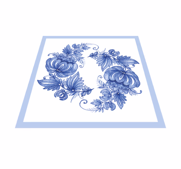 Dywan winylowy do łazienki ornament w biało-niebieskie wzory - TenStickers