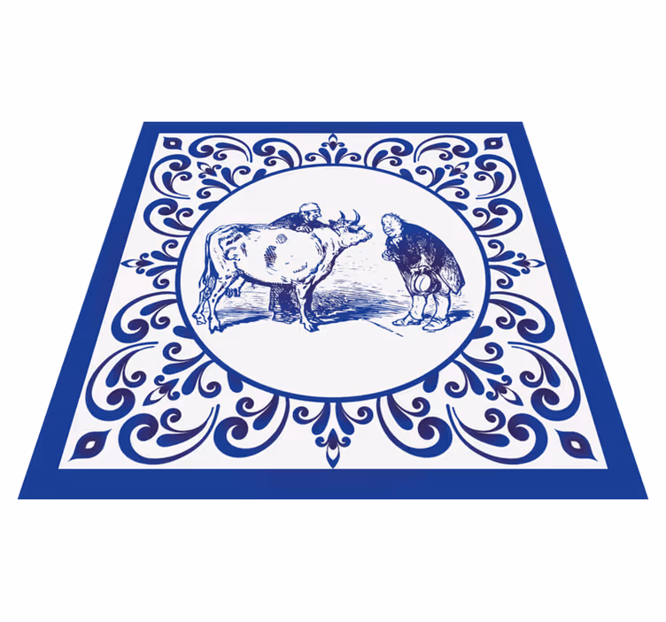 Dywan winylowy do kuchni mężczyzna i krowa - TenStickers