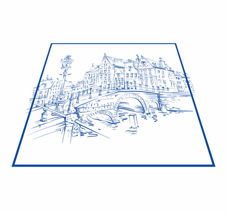 Dywan winylowy do kuchni niebieskie domki kanałowe - TenStickers