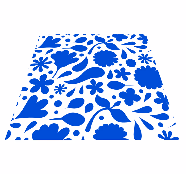 Dywan winylowy do kuchni niebieskie kwiaty delft - TenStickers
