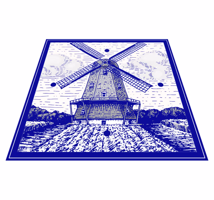 Dywan winylowy do kuchni w stylu delftskim - TenStickers
