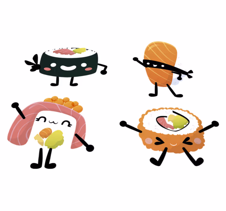 Dywan winylowy do kuchni z uroczym sushi - TenStickers