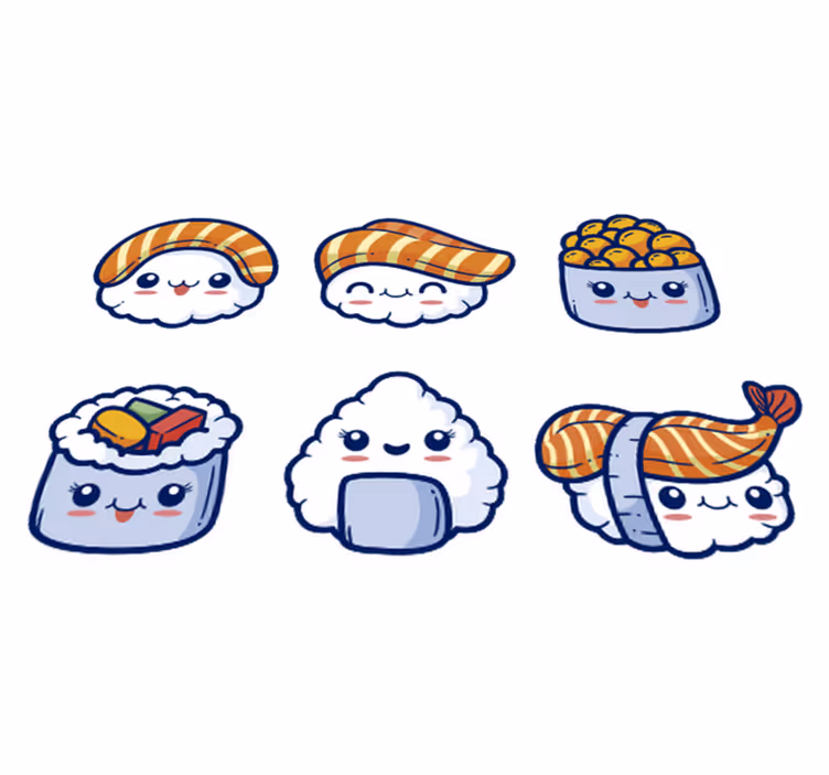 Dywan winylowy do kuchni urocze sushi - TenStickers
