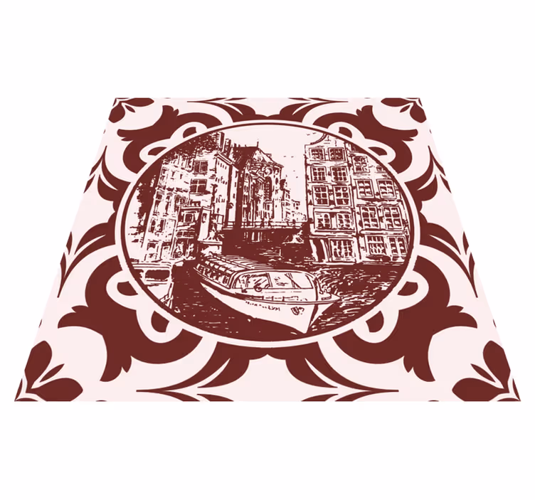 Dywan winylowy do kuchni domki kanałowe i łódka - TenStickers