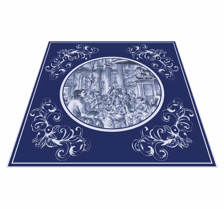 Dywan winylowy do kuchni niebiescy delfty w tłumie - TenStickers