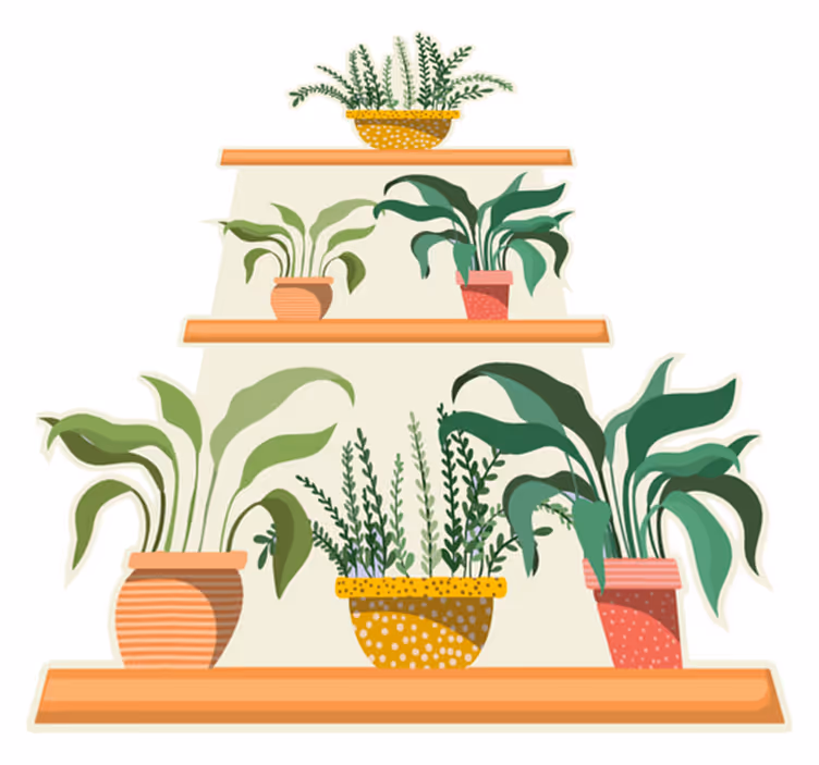 Dywan winylowy do kuchni z motywem roślinnych półek - TenStickers