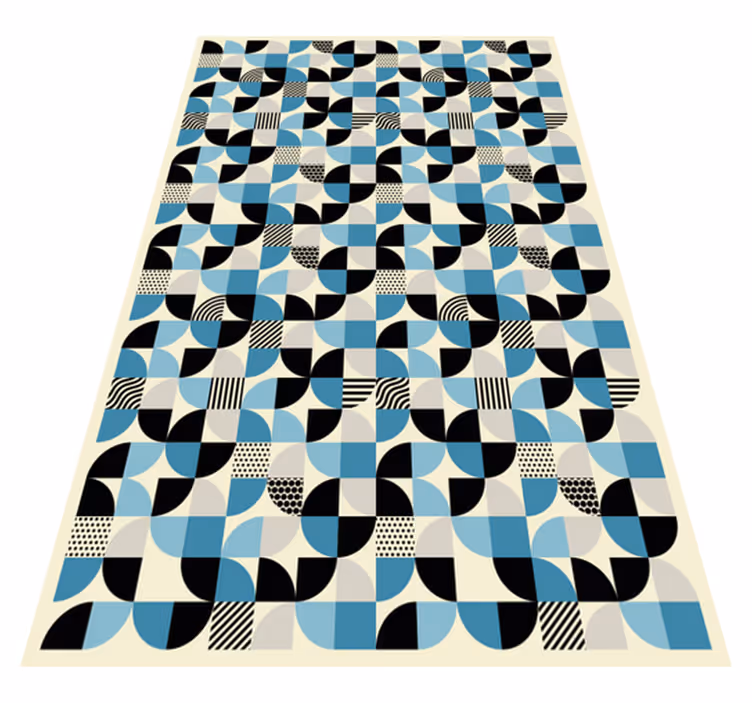 Dywan winylowy do kuchni w retro niebieski wzór bauhaus - TenStickers