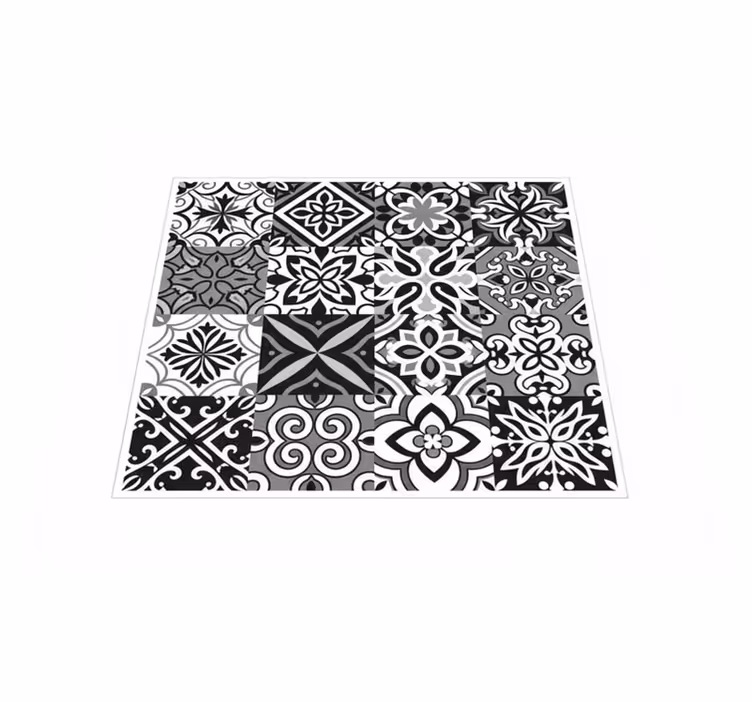 Dywan winylowy do kuchni geometryczny w czerni - TenStickers