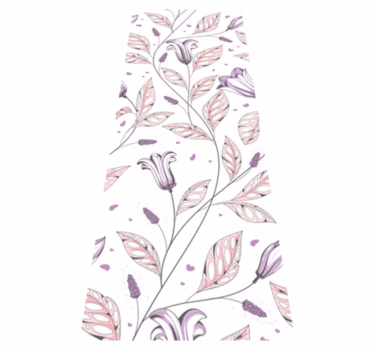 Dywan winylowy do salonu fioletowy elegancki wzór tulipanów - TenStickers