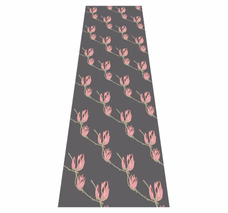 Dywan winylowy do salonu małe kwiaty magnolii na szarym tle - TenStickers