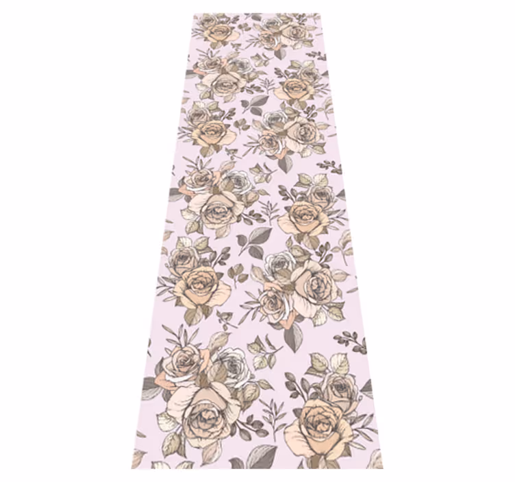 Dywan winylowy do salonu w stylu shabby chic z różami - TenStickers