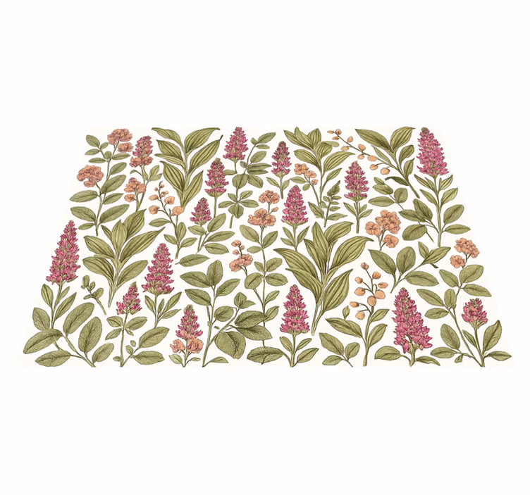 Dywan winylowy do salonu w kolorowy wzór botaniczny - TenStickers